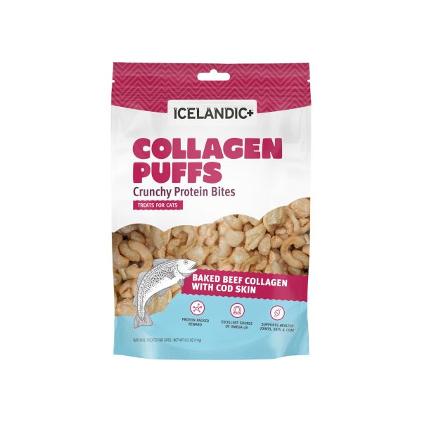 Icelandic+ Beef Collagen Mini Puffs Dehydrated Cat Treats Hot on Sale