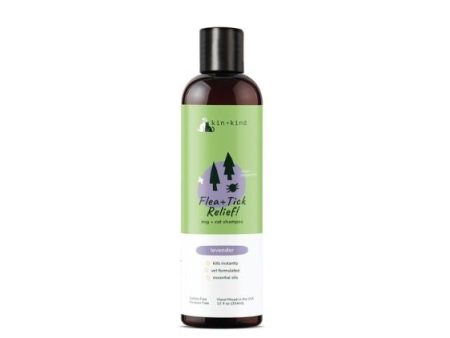 Kin+Kind Flea & Tick Relief! Natural Dog & Cat Shampoo (Lavender) For Sale