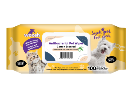 Woosh s Antibacterial Wipes for Dogs & Cats (Cotton Scented) For Cheap