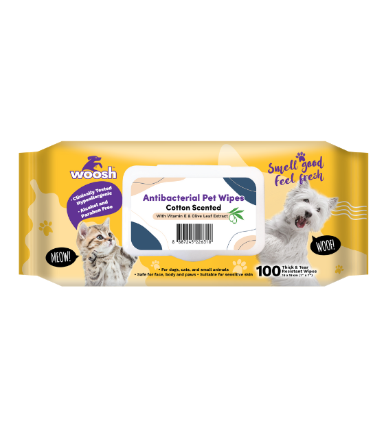 Woosh s Antibacterial Wipes for Dogs & Cats (Cotton Scented) For Cheap