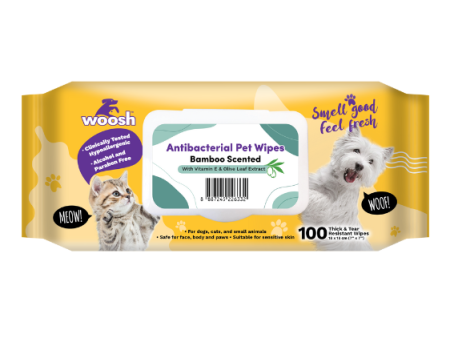 Woosh s Antibacterial Wipes for Dogs & Cats (Bamboo Scented) Online Sale