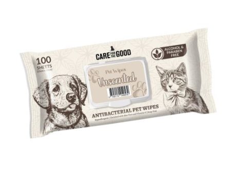 Care For The Good Antibacterial Wipes For Dogs & Cats (Unscented) Online now