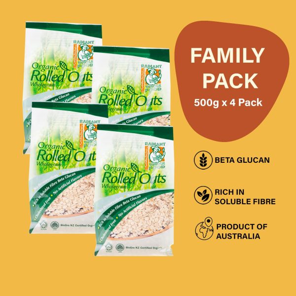 [Family Pack] Radiant Organic Rolled Oats (500g x 4 Packs) on Sale