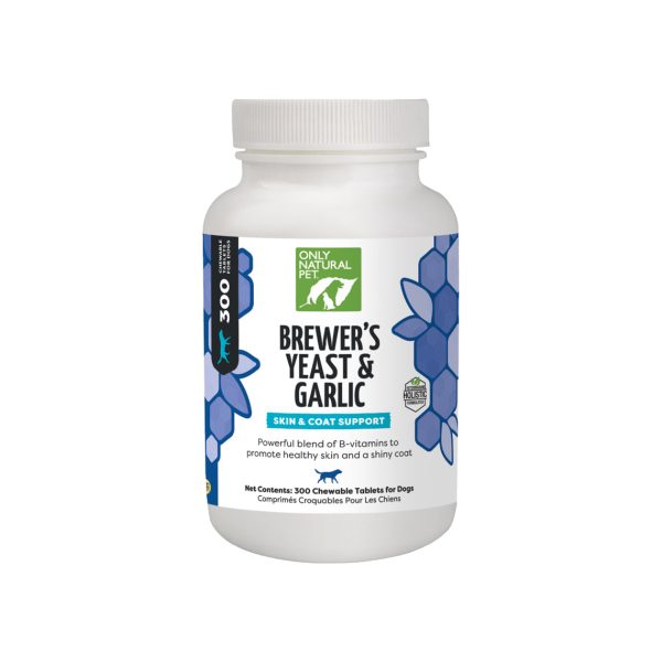 Only Natural Pet Brewers Yeast & Garlic Tablets for Dogs 300 Count Supply