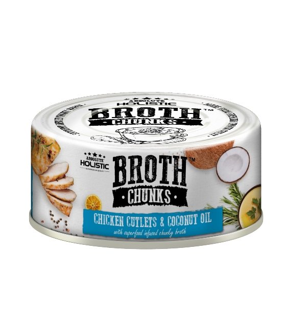 Absolute Holistic Broth Chunks (Chicken Cutlets & Coconut Oil) Wet Cat & Dog Food Fashion